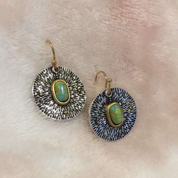 Craftsman Zen Styled Pierced Fashion Earrings NWT silver auqua - Picture 2 of 7